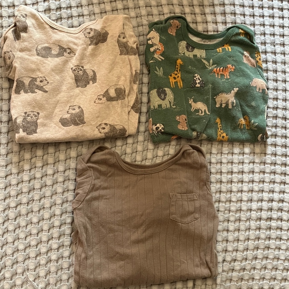 Cozy Kids' Long Sleeve Shirt Set - Animal and Solid Designs